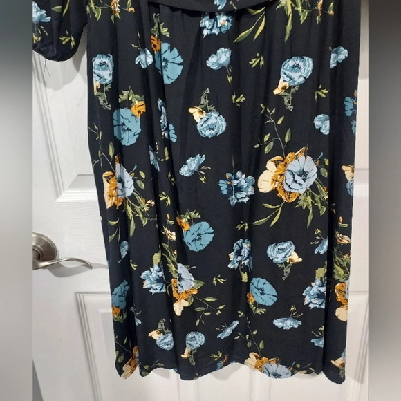 NWOT Maurices Black Floral Pleated Puff Sleeve Mini Dress in Size 3X - Picture 6 of 11